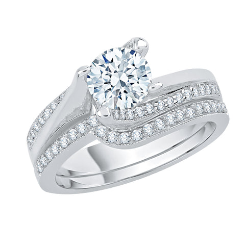 KATARINA Prong set Diamond Curved Bypass Solitaire Bridal Set (1/3 cttw)