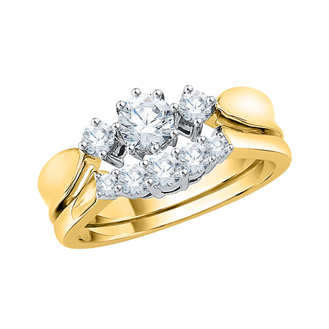 KATARINA Prong set Diamond Three Stone Plus Bridal Set (7/8 cttw)