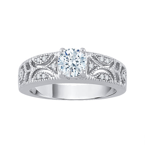 KATARINA Diamond Solitaire Milgrain Edged Fashion Ring (3/4 cttw)