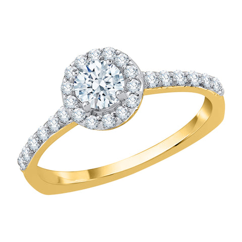 KATARINA Diamond Euro-style Shank Halo Floral Engagement Ring (1/2 cttw)