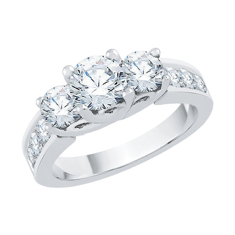 KATARINA Diamond Trellis Setting Three Stone Plus Engagement Ring (1/2 cttw)
