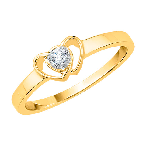 KATARINA Diamond Solitaire Interlock Twin Hearts Promise Ring (1/20 cttw)