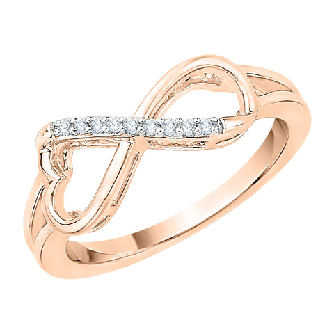 KATARINA Diamond Infinity Heart Split Shank Promise Ring (1/20 cttw)