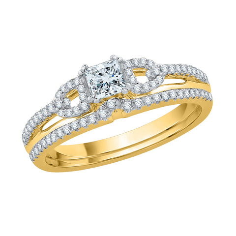 KATARINA Princess Cut and Round Diamond Bridal Set (1/2 cttw, J-K, SI2-I1)