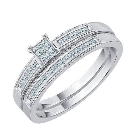 KATARINA Princess Cut Diamond Cluster Bridal Set (1/3 cttw, H-I, I2-I3)