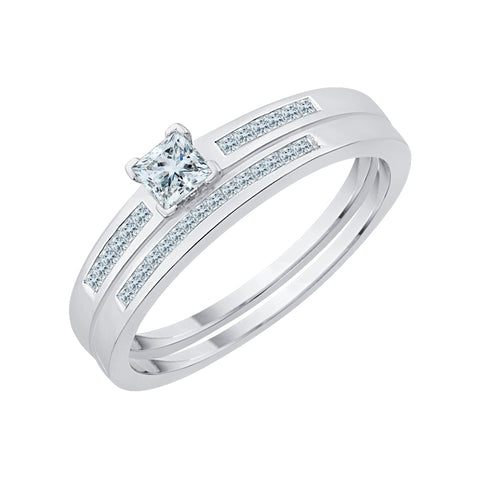 KATARINA Princess Cut Diamond Bridal Set (1/3 cttw, H-I, I2-I3)