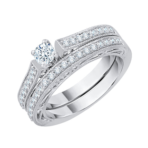 KATARINA Diamond Solitaire Filigree Bridal Set (3/4 cttw, J-K, SI2-I1)