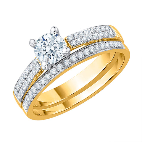 KATARINA Diamond Pave Set Solitaire Style Bridal Set (3/4 cttw, J-K, SI2-I1)