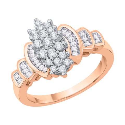 KATARINA Round and Baguette Cut Diamond Layered Fashion Ring (1/2 cttw, J-K, SI2-I1)