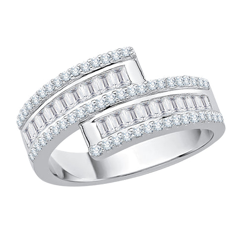 KATARINA Round and Baguette Cut Diamond Bypass Fashion Ring (5/8 cttw, J-K, SI2-I1)