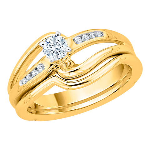 KATARINA 3/8 cttw Diamond Bypass Curved Solitaire Bridal Set