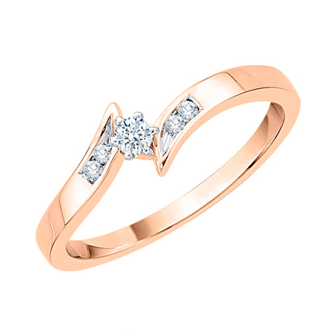 KATARINA 1/10 cttw Diamond Bypass Solitaire Promise Ring