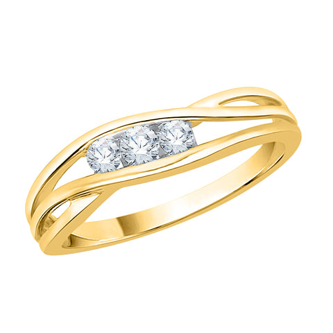 KATARINA 1/6 cttw Diamond Bypass Three Stone Promise Ring