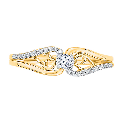 KATARINA 1/6 cttw Oval Cut and Round Diamond Bypass Solitaire Promise Ring