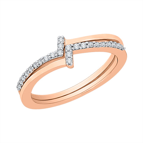 KATARINA 1/6 cttw Diamond Curved Bypass Fashion Ring