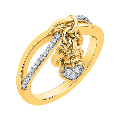 KATARINA 1/10 cttw Diamond Infinity Intertwined Lock Key and Heart Ring