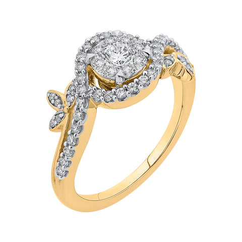 KATARINA 1/2 cttw Diamond Bypass Double Halo Leaf Fashion Ring