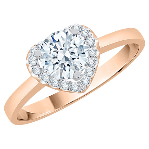 KATARINA 1/2 cttw Diamond Halo Solitaire Heart Ring
