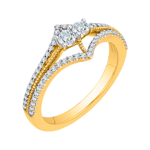 KATARINA Diamond Two Row Curved Fashion Ring (3/8 cttw)