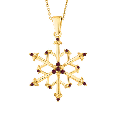 KATARINA 4 1/20 cttw Natural Gemstone Floral Snowflake Pendant Necklace