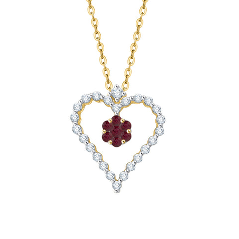KATARINA 3/8 cttw Gemstone and Diamond Heart Pendant Necklace