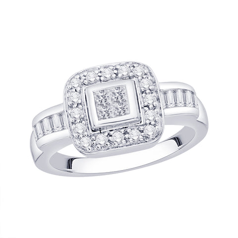 KATARINA Round, Baguette and Princess Cut Diamond Anniversary Ring (1/2 cttw)