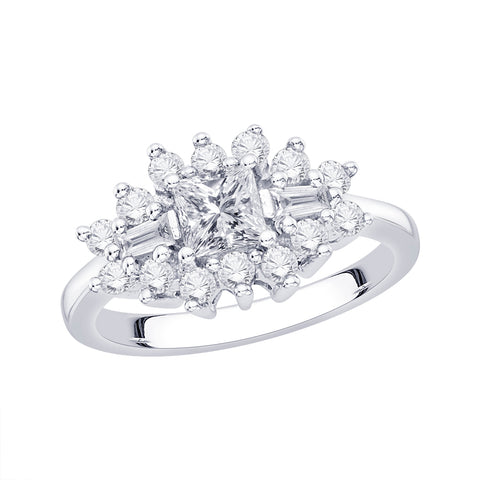 KATARINA Round, Baguette and Princess Cut Diamond Fashion Ring (1 1/4 cttw)
