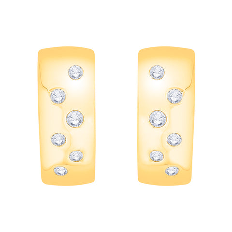 KATARINA 1/4 cttw Bezel Set Diamond Huggie Earrings