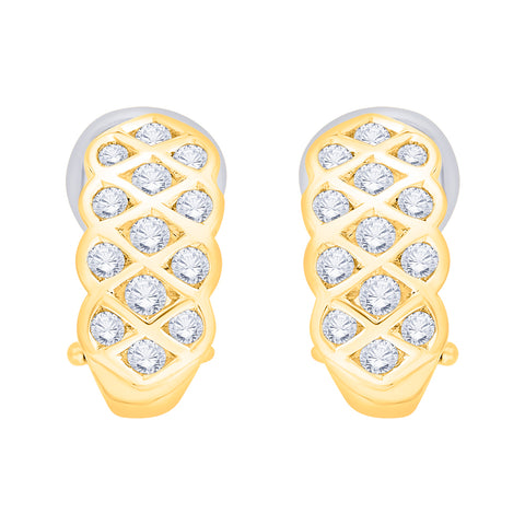 KATARINA 1 cttw Bezel Set Diamond Hoop Earrings