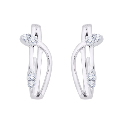 KATARINA 1/4 cttw Prong Set Diamond J-Hoop Earrings