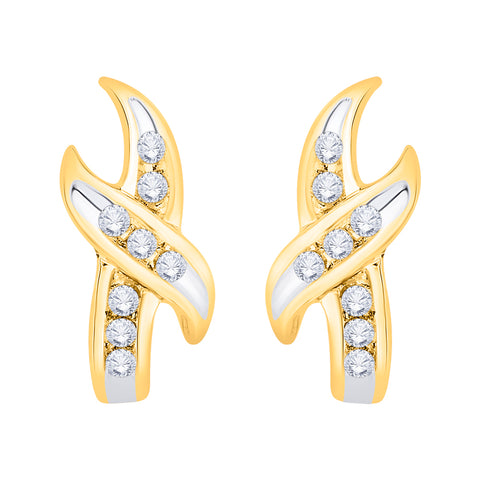 KATARINA 1/4 cttw Channel Set Diamond J-Hoop Earrings