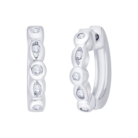 KATARINA 1/10 cttw Bezel Set Diamond Huggie Earrings
