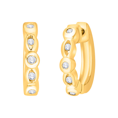 KATARINA 1/10 cttw Bezel Set Diamond Huggie Earrings