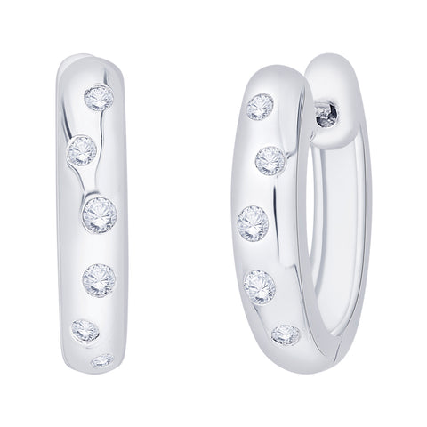 KATARINA 1/4 cttw Bezel Set Diamond Hoop Earrings