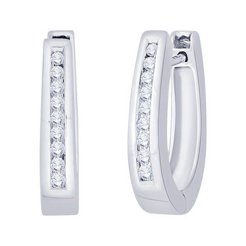 KATARINA 1/4 cttw Channel Set U-Shape Diamond Huggie Earrings