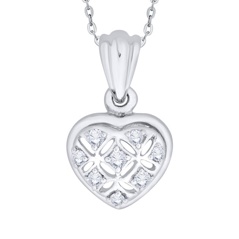 KATARINA Prong Set Diamond Heart Pendant Necklace (1/5 cttw)