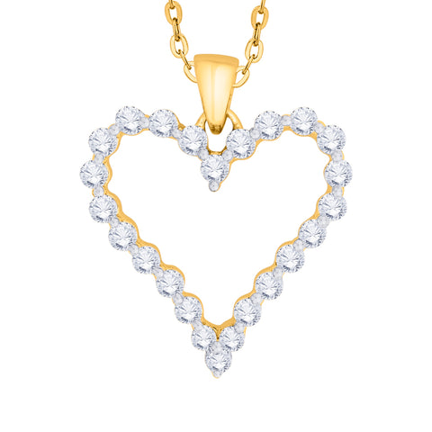 KATARINA 1 cttw Prong Set Diamond Heart Pendant Necklace