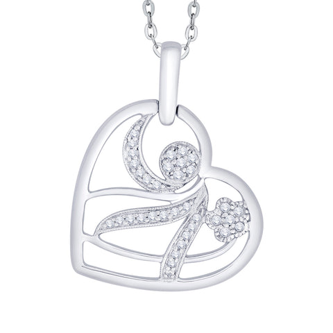 KATARINA 1/4 cttw Prong Set Diamond Heart Pendant Necklace