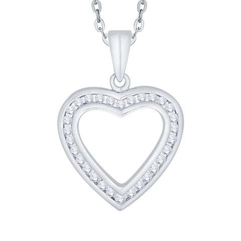 KATARINA Channel Set Diamond Heart Pendant Necklace (1/2 cttw)