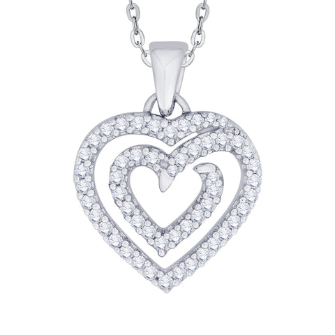 KATARINA 2/3 cttw Prong Set Diamond Heart Pendant Necklace
