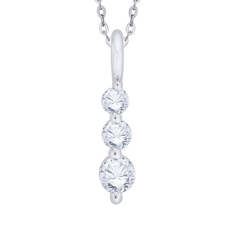 KATARINA 1/2 cttw-Prong Set Three Stone Graduating Diamond Pendant Necklace