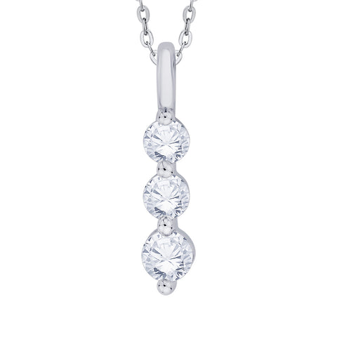 KATARINA 1 cttw Prong Set Three Stone Graduating Diamond Pendant Necklace