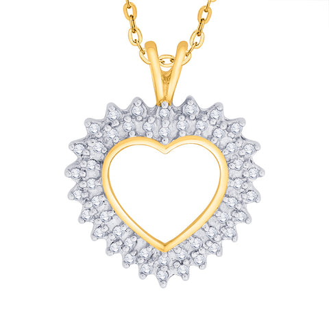 KATARINA 1/4 cttw Prong Set Diamond Heart Pendant Necklace