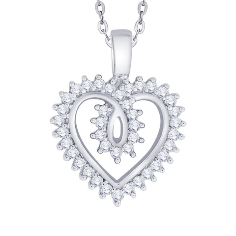 KATARINA 3/4 cttw Prong Set Diamond Heart Pendant Necklace