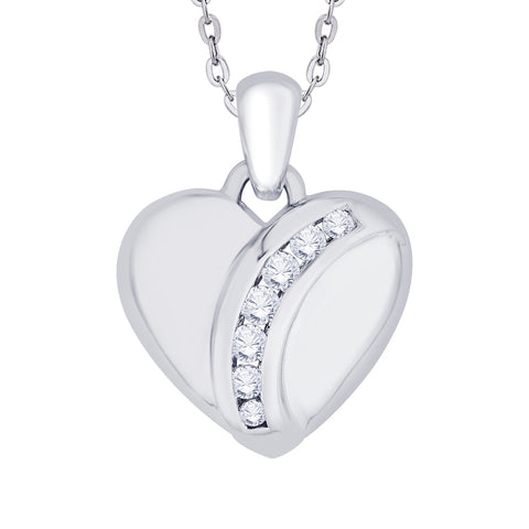 KATARINA 1/6 cttw Channel Set Diamond Heart Pendant Necklace
