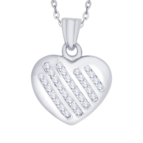 KATARINA 1/2 cttw Channel Set Diamond Heart Pendant Necklace