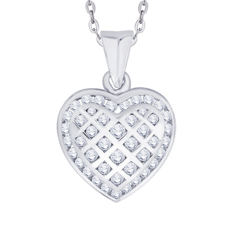 KATARINA 2/3 cttw Channel Set Diamond Heart Pendant Necklace