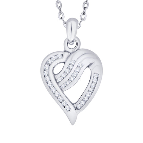 KATARINA Channel Set Diamond Heart Pendant Necklace (1/4 cttw)