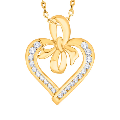 KATARINA 1/3 cttw Channel Set Diamond Heart Pendant Necklace