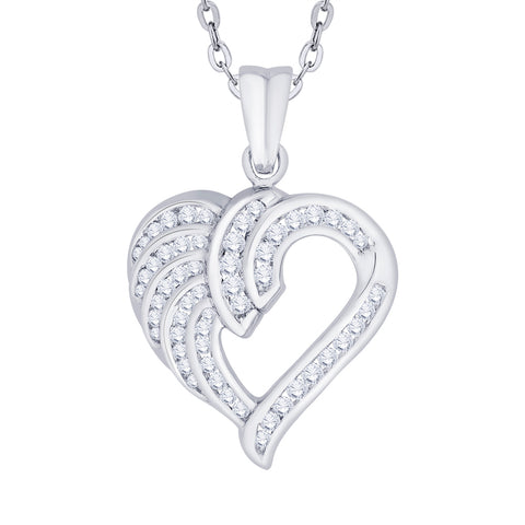 KATARINA 3/4 cttw Channel Set Diamond Heart Pendant Necklace